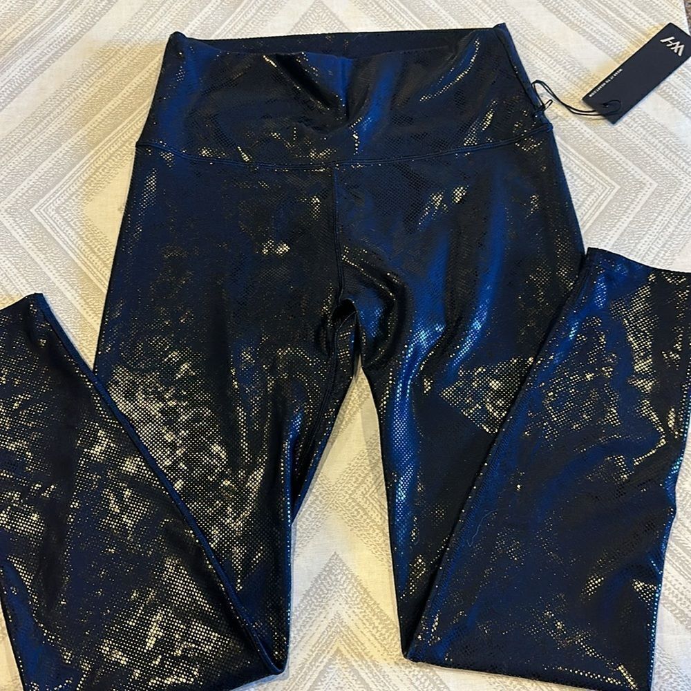 Wear it to Heart (WITH) Women’s High Waist Blue Black w Viper Foil Leggings - L - Picture 3 of 6